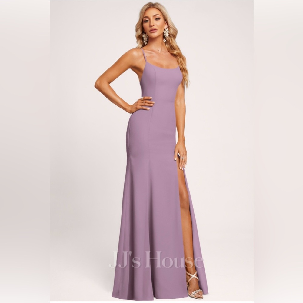 JJs House A-line Scoop Floor-Length Wisteria Chiffon Bridesmaid Dress
